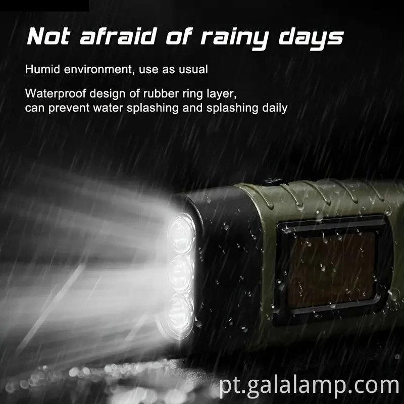 Lanterna de emergência movida a energia solar com manivela de manivela lâmpada